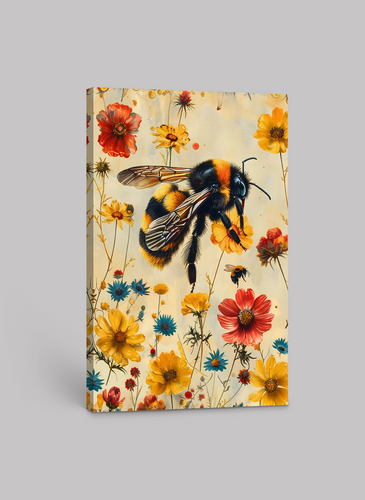 William Morris Bumblebee Motif – Vibrant Wildflower Art Print on Canvas and Paper