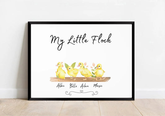 Personalised Ducklings Family Print, New Home Gift, Christmas Gift, Nannies, Duck Mothers Day Gift, Family Portrait