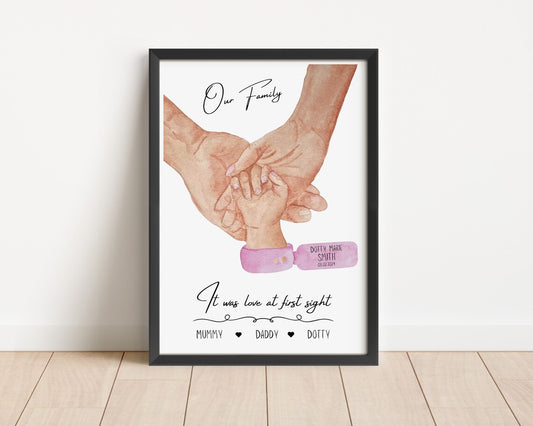 Personalised Family Poster, Gift for New Family, Gift for Mum with Newborn, Baby Shower, Baby Birth Stats, New Mum Birthday, First Baby Gift