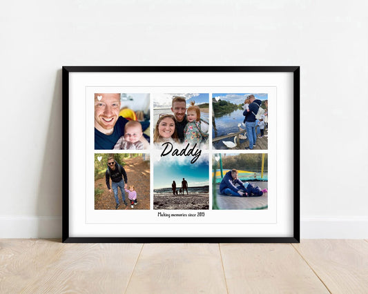 Personalised Daddy Photo Colllage, Father's Day Gift, Picture Frame for Dad, Birthday Gift for Him, Family Photo Print, Unique Dad Gift Art