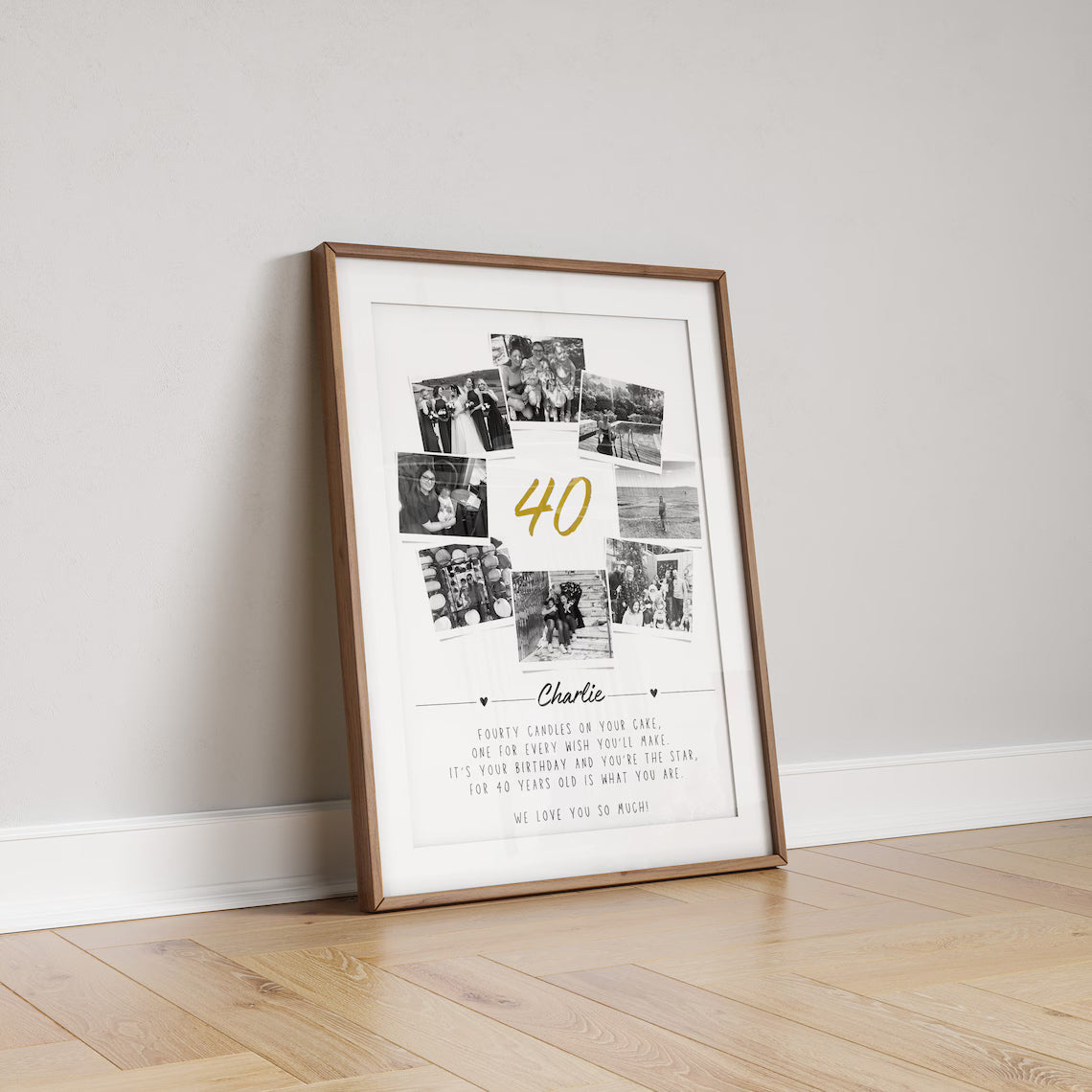 Personalised 40th Birthday Photo Collage, 40th Celebration Gift, 40th Milestone Wall Art, Polaroid Photo Decor, Unique 40 Gift Daughter Son