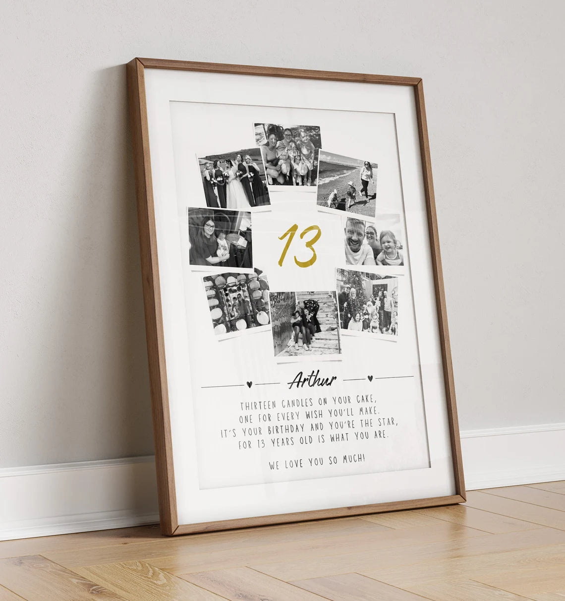 Personalised 13th Birthday Photo Collage, Son Daugher 13th Birthday Party Gift, 13th Birthday Wall Art, Polaroid Photo Decor, Thirteen Gift