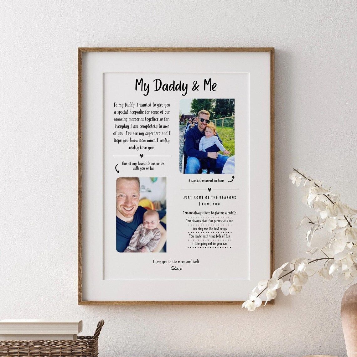 Custom Daddy Print, Family Photo Gift, Dad Birthday Present, Fathers Day Gift, Personalised Birthday Gift from Son Daughter, Special Gift