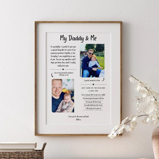 Custom Daddy Print, Family Photo Gift, Dad Birthday Present, Fathers Day Gift, Personalised Birthday Gift from Son Daughter, Special Gift