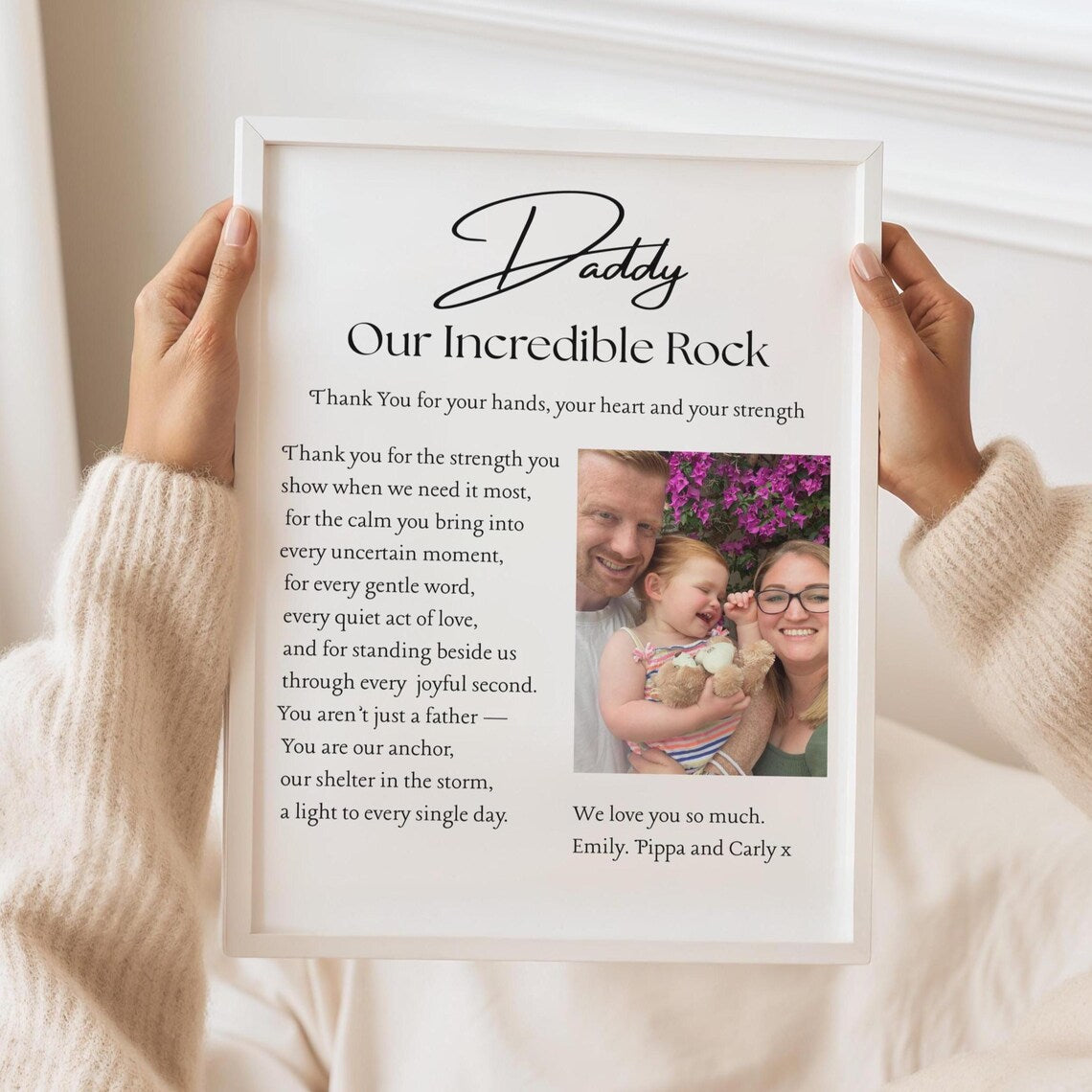 Personalised Fathers Day Gift, Daddy Gift from Baby, Custom Photo Frame for Dad, Sentimental Gift for Him, Daddy Poem Print, New Dad Gift
