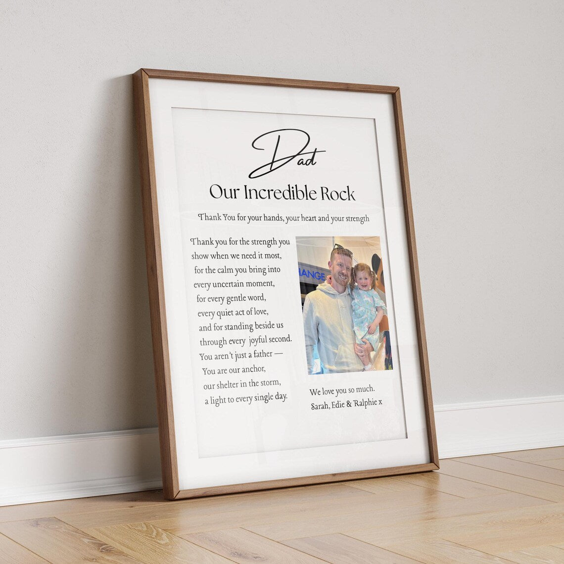Personalised Fathers Day Gift, Daddy Gift from Baby, Custom Photo Frame for Dad, Sentimental Gift for Him, Daddy Poem Print, New Dad Gift