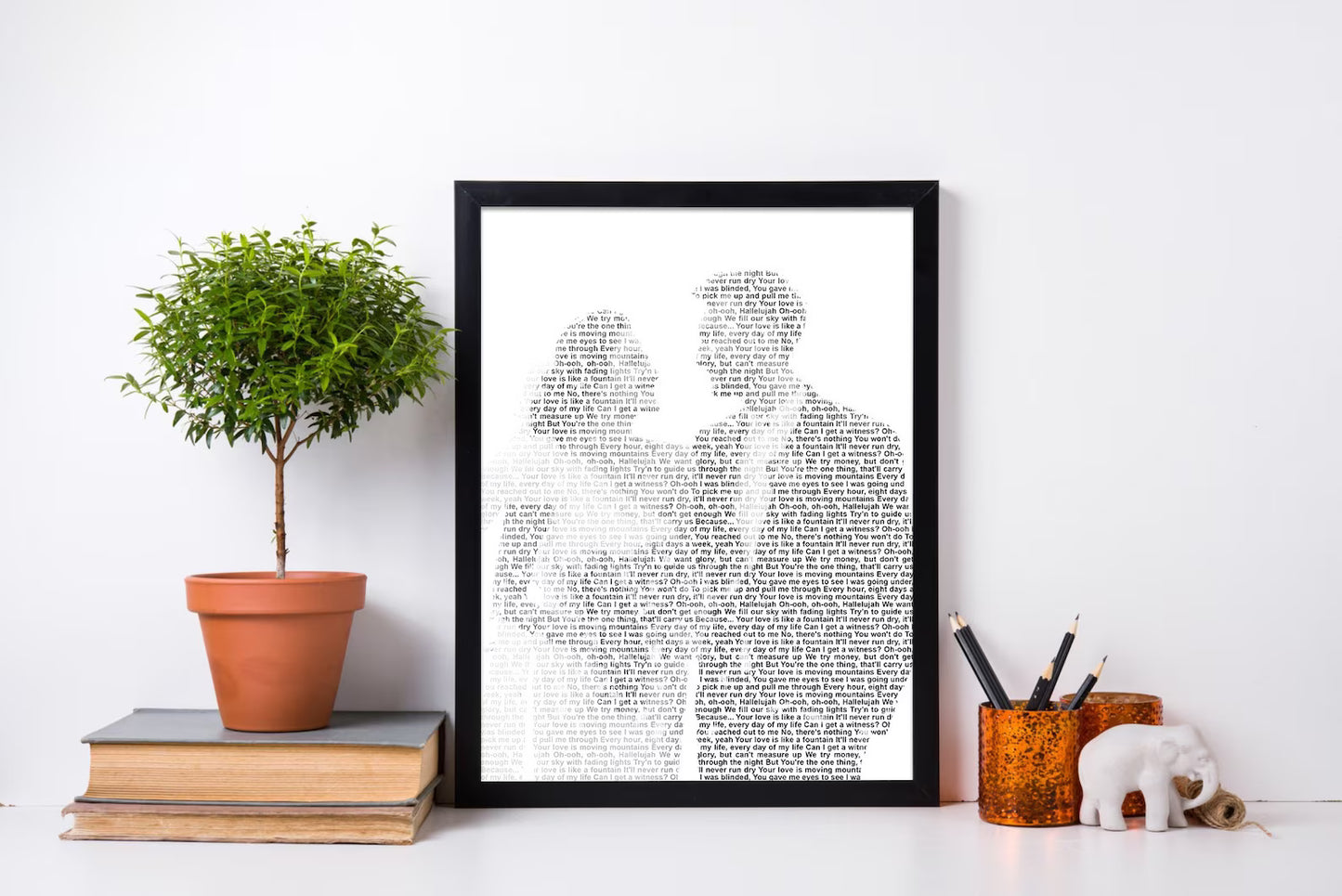 Personalised Father's Day Song Lyrics Print From Photo, Custom Lyric Silhouette Wall Art Gift for Dad