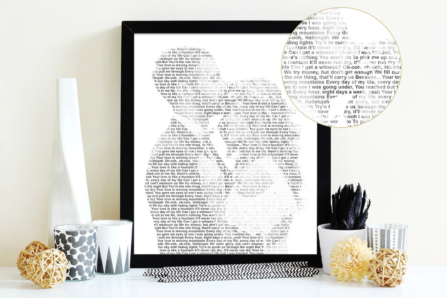 Personalised Father's Day Song Lyrics Print From Photo, Custom Lyric Silhouette Wall Art Gift for Dad