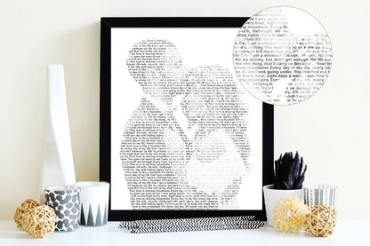Personalised Father's Day Song Lyrics Print From Photo, Custom Lyric Silhouette Wall Art Gift for Dad