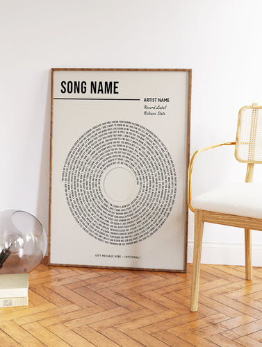 Personalised Song Lyrics Print - Custom Lyric Wall Art - Wedding & Anniversary Gift