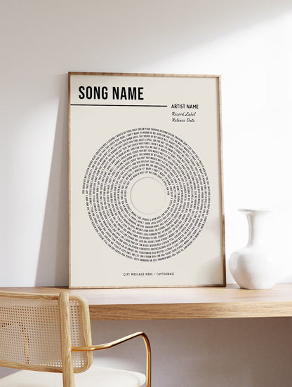 Personalised Song Lyrics Print - Custom Lyric Wall Art - Wedding & Anniversary Gift