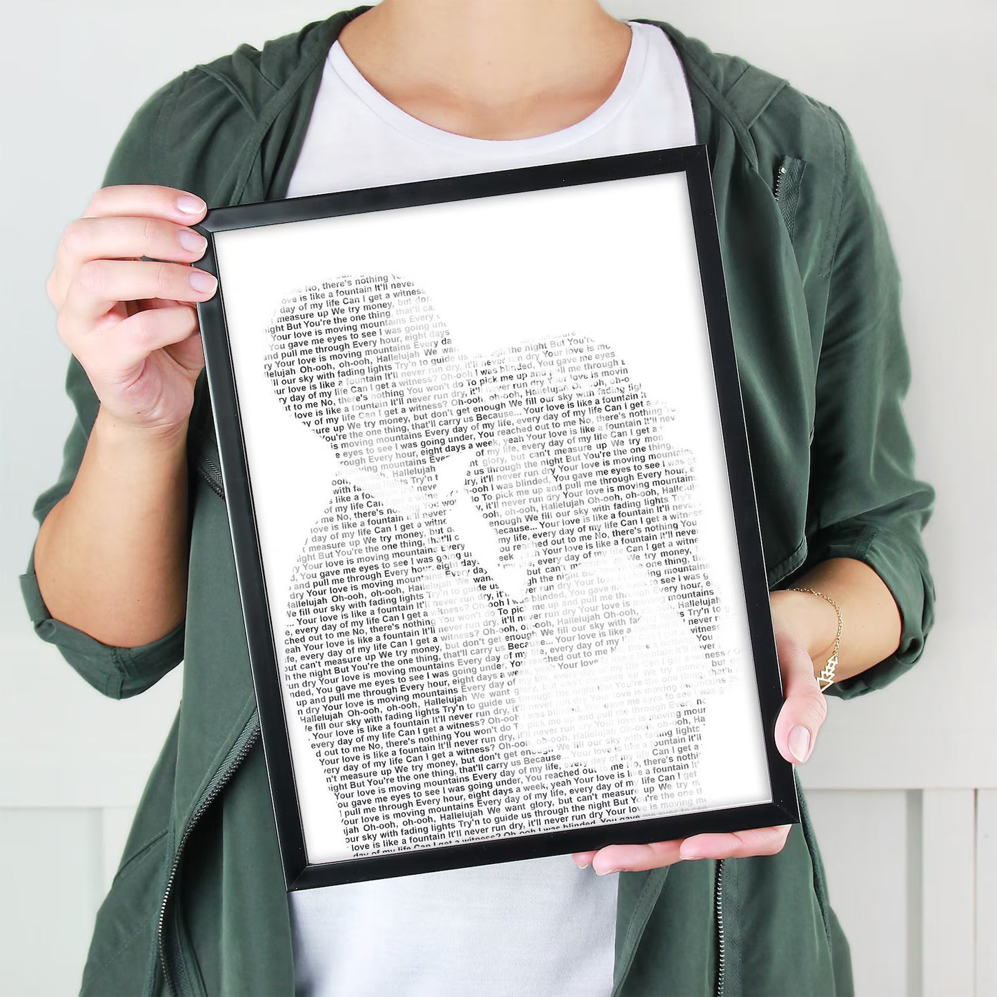 Personalised Father's Day Song Lyrics Print From Photo, Custom Lyric Silhouette Wall Art Gift for Dad