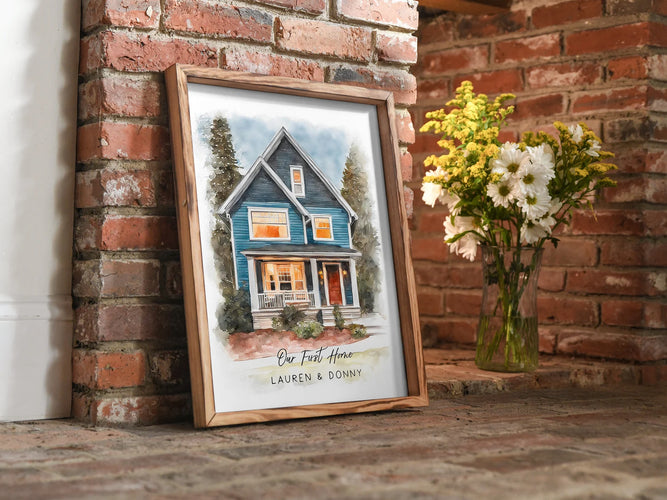 Personalised New Home Gift - Custom Watercolour House Portrait From Photo - First Home Housewarming Print