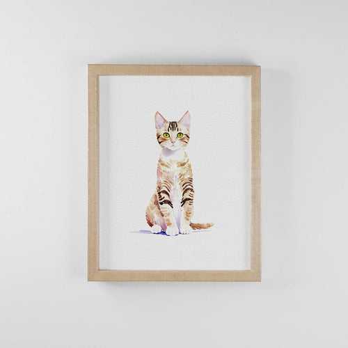 Personalised Cat Memorial Gift - Watercolour Cat Portrait From Photo - Canvas, Framed, Prints