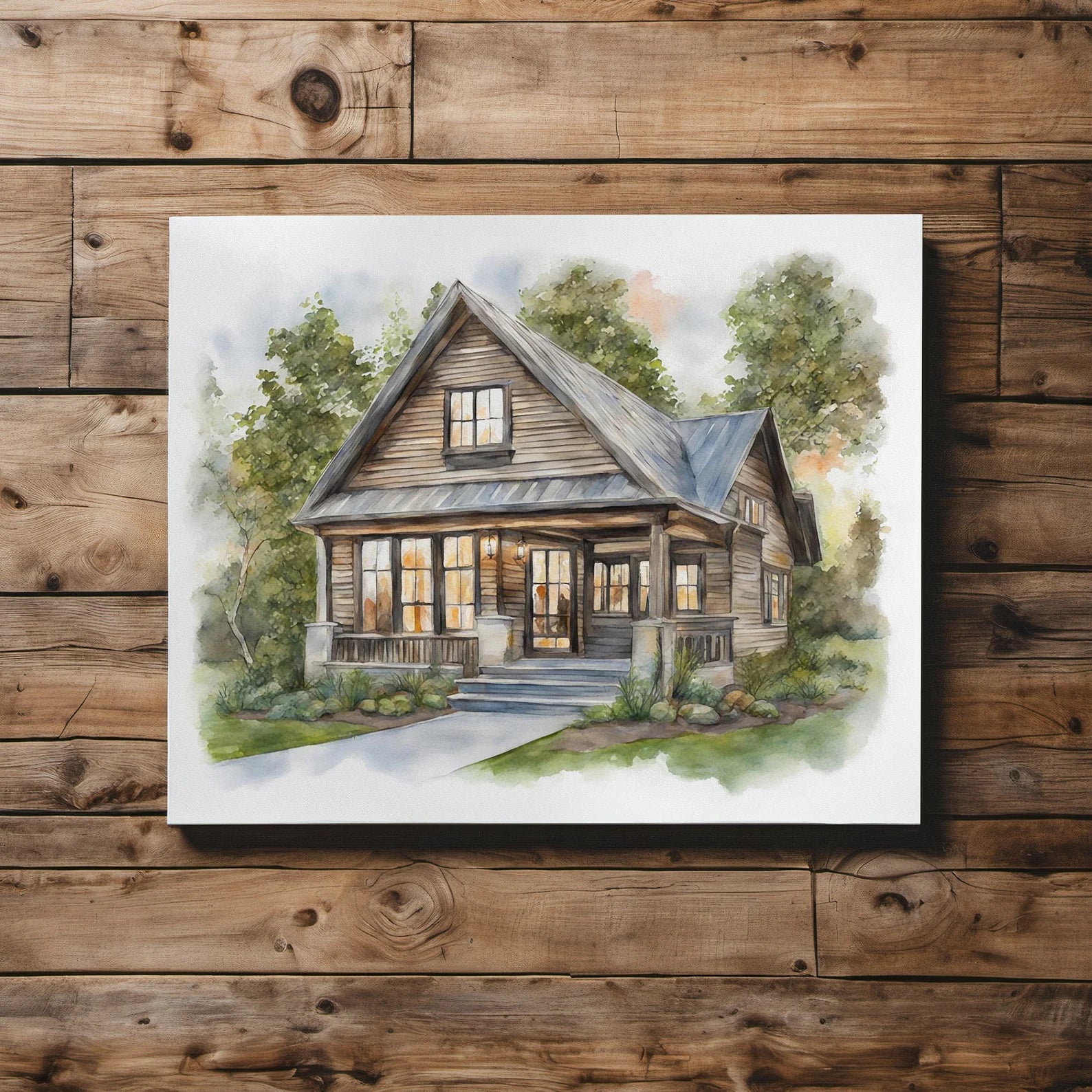 Personalised New Home Gift - Custom Watercolour House Portrait From Photo - First Home Housewarming Print