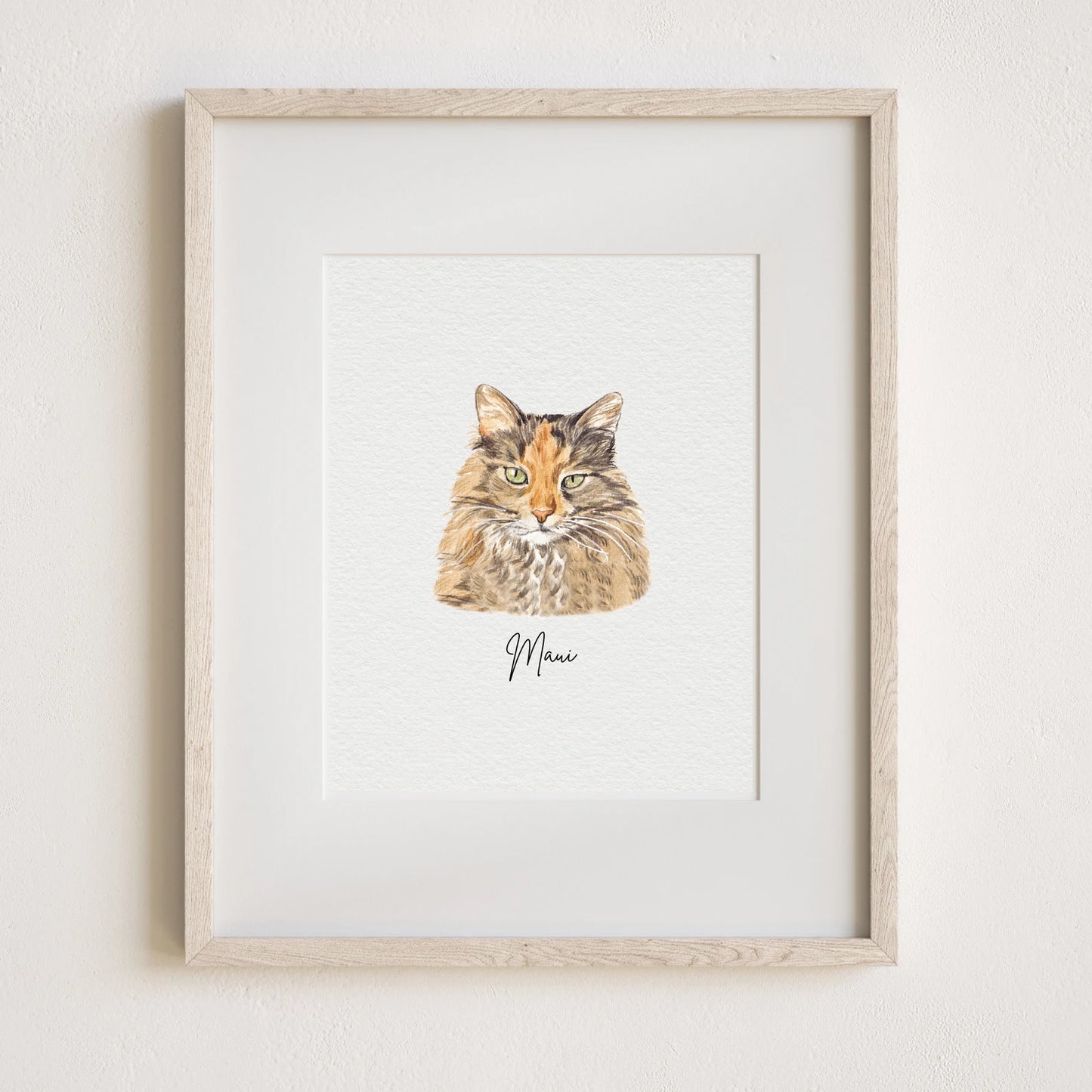 Personalised Cat Memorial Gift - Watercolour Cat Portrait From Photo - Canvas, Framed, Prints