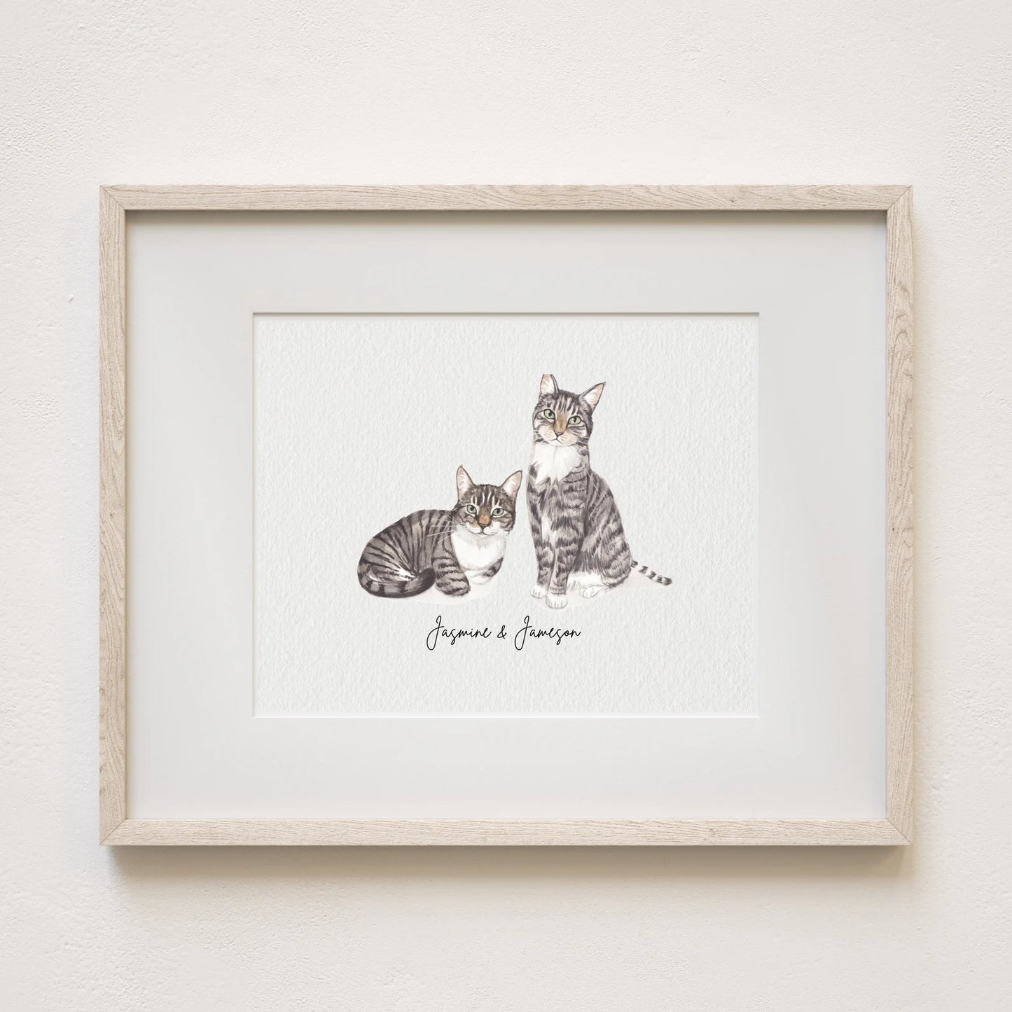 Personalised Cat Memorial Gift - Watercolour Cat Portrait From Photo - Canvas, Framed, Prints