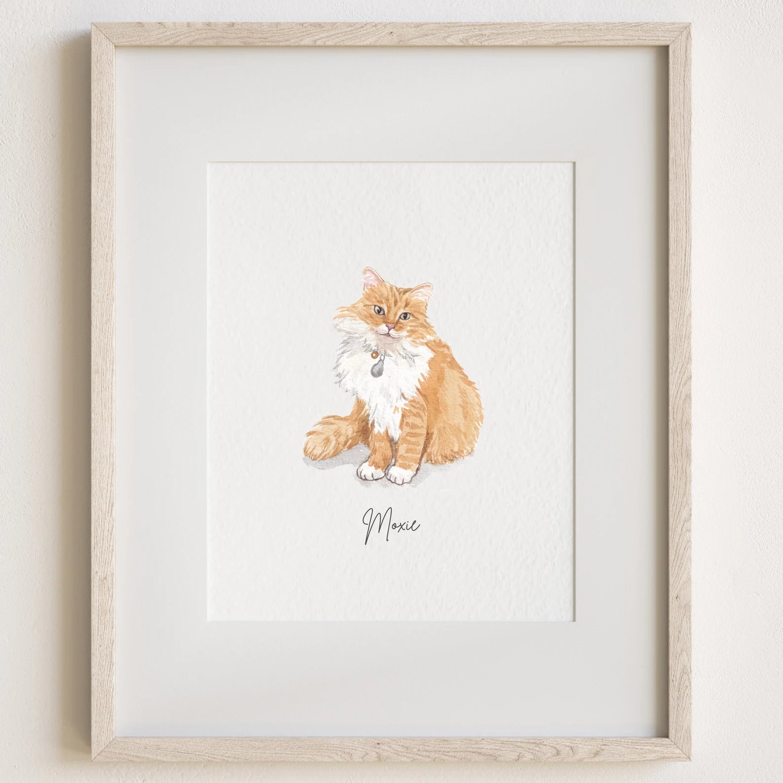 Personalised Cat Memorial Gift - Watercolour Cat Portrait From Photo - Canvas, Framed, Prints