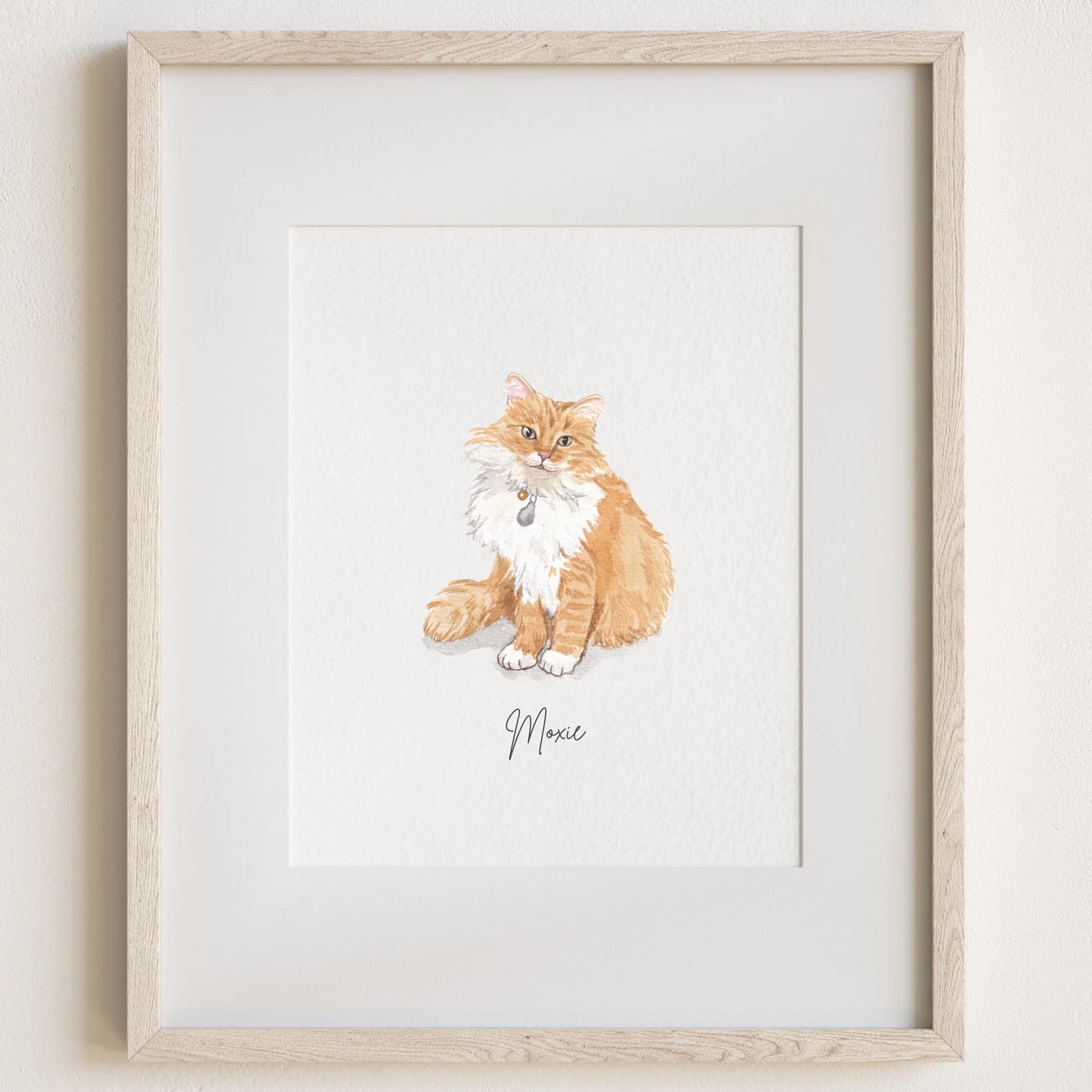 Personalised Cat Memorial Gift - Watercolour Cat Portrait From Photo - Canvas, Framed, Prints