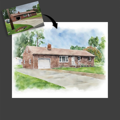 Personalised New Home Gift - Custom Watercolour House Portrait From Photo - First Home Housewarming Print