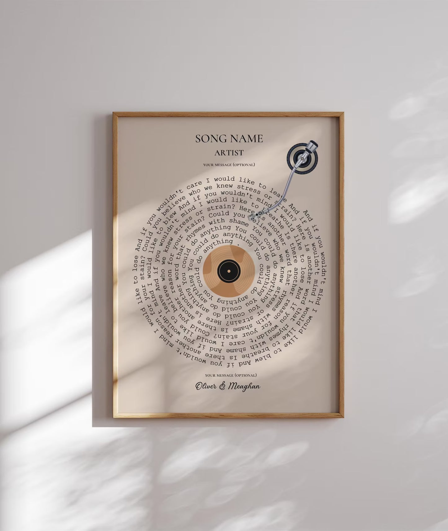 Song Lyrics Poster - Personalised Music Print Gift - Custom Lyric Wall Art