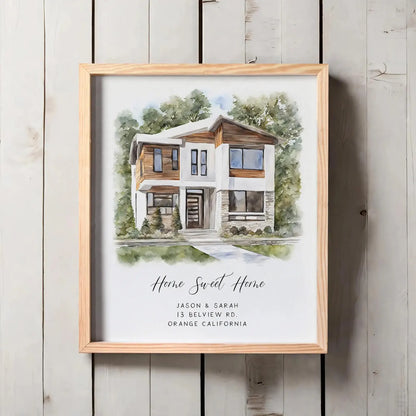 Personalised New Home Gift - Custom Watercolour House Portrait From Photo - First Home Housewarming Print