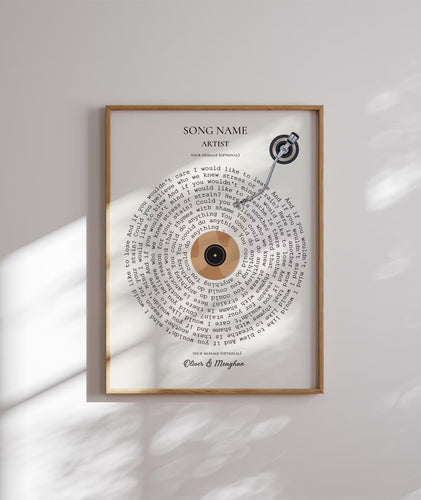 Song Lyrics Poster - Personalised Music Print Gift - Custom Lyric Wall Art