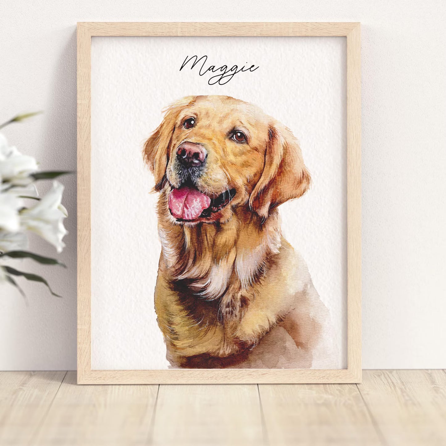 Personalised Dog Painting From Photo - Watercolour Pet Portrait on Canvas - Dog Mum Gift