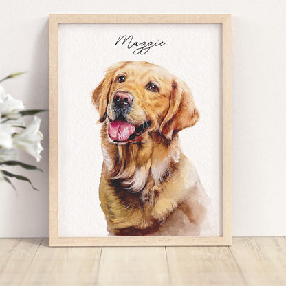 Personalised Dog Painting From Photo - Watercolour Pet Portrait on Canvas - Dog Mum Gift