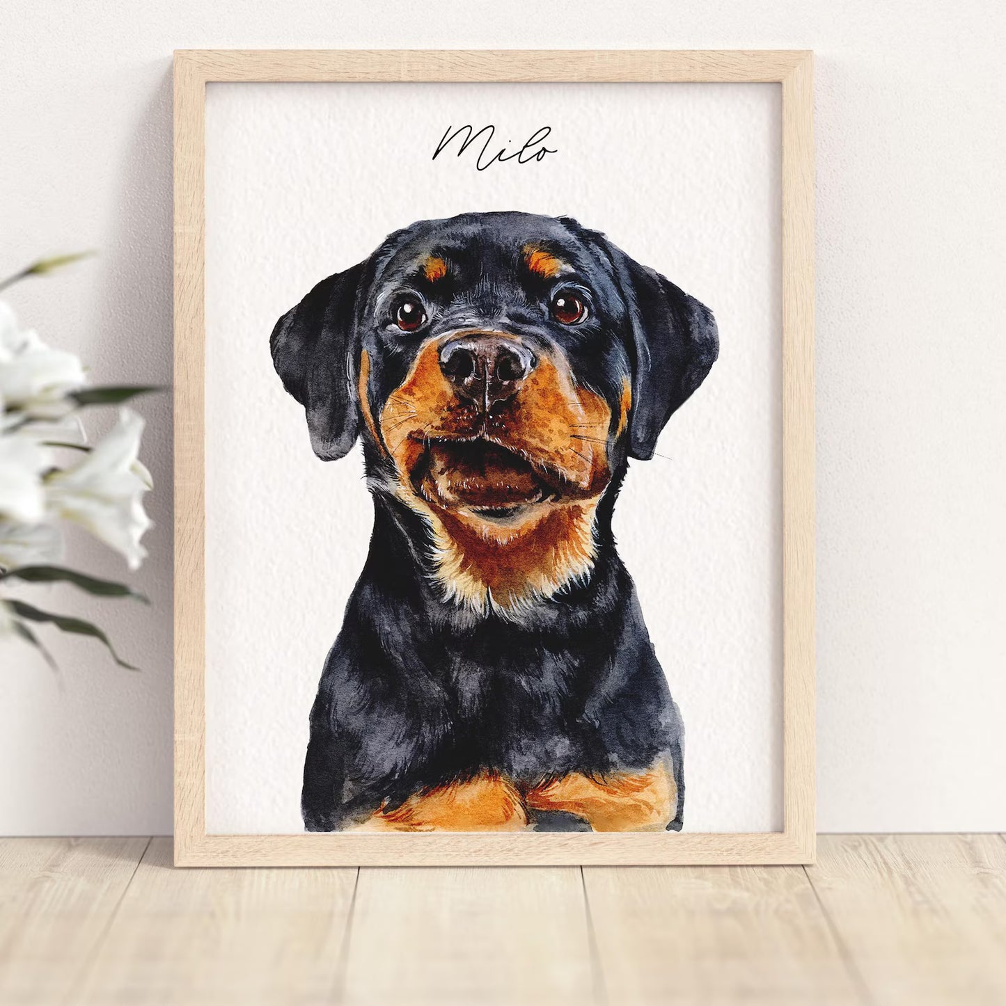 Personalised Dog Painting From Photo - Watercolour Pet Portrait on Canvas - Dog Mum Gift