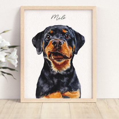 Personalised Dog Painting From Photo - Watercolour Pet Portrait on Canvas - Dog Mum Gift