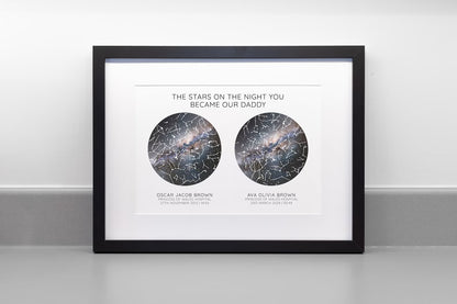 Personalised Father's Day Star Map Print, Night You Became Dad Daddy Grandad, First Fathers Day Gift