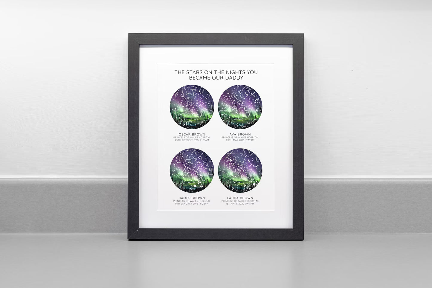 Personalised Father's Day Star Map Print, Night You Became Dad Daddy Grandad, First Fathers Day Gift