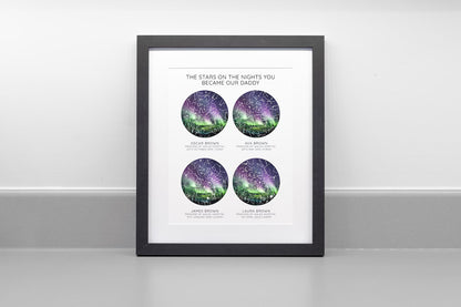Personalised Father's Day Star Map Print, Night You Became Dad Daddy Grandad, First Fathers Day Gift