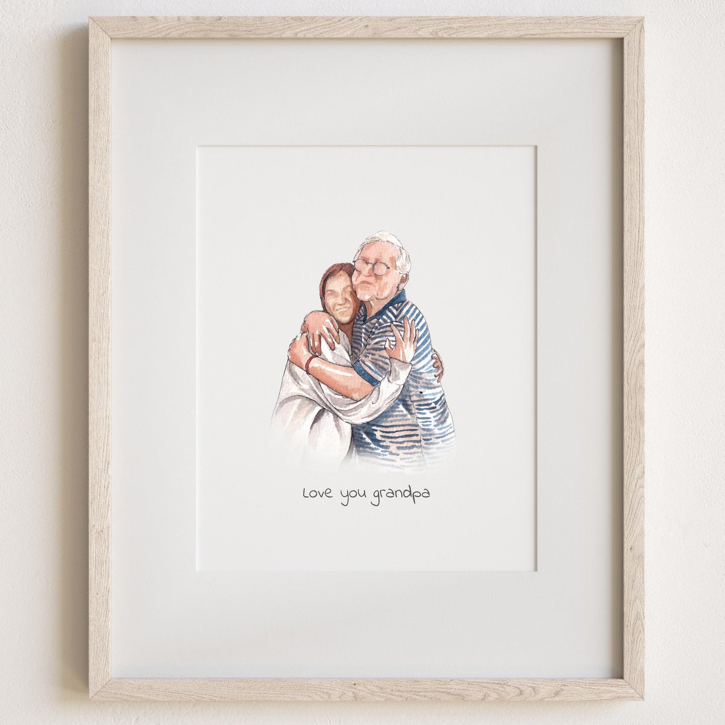 Personalised Father's Day Family Portrait From Photo, Watercolour Painting Gift for Dad Daddy Grandad