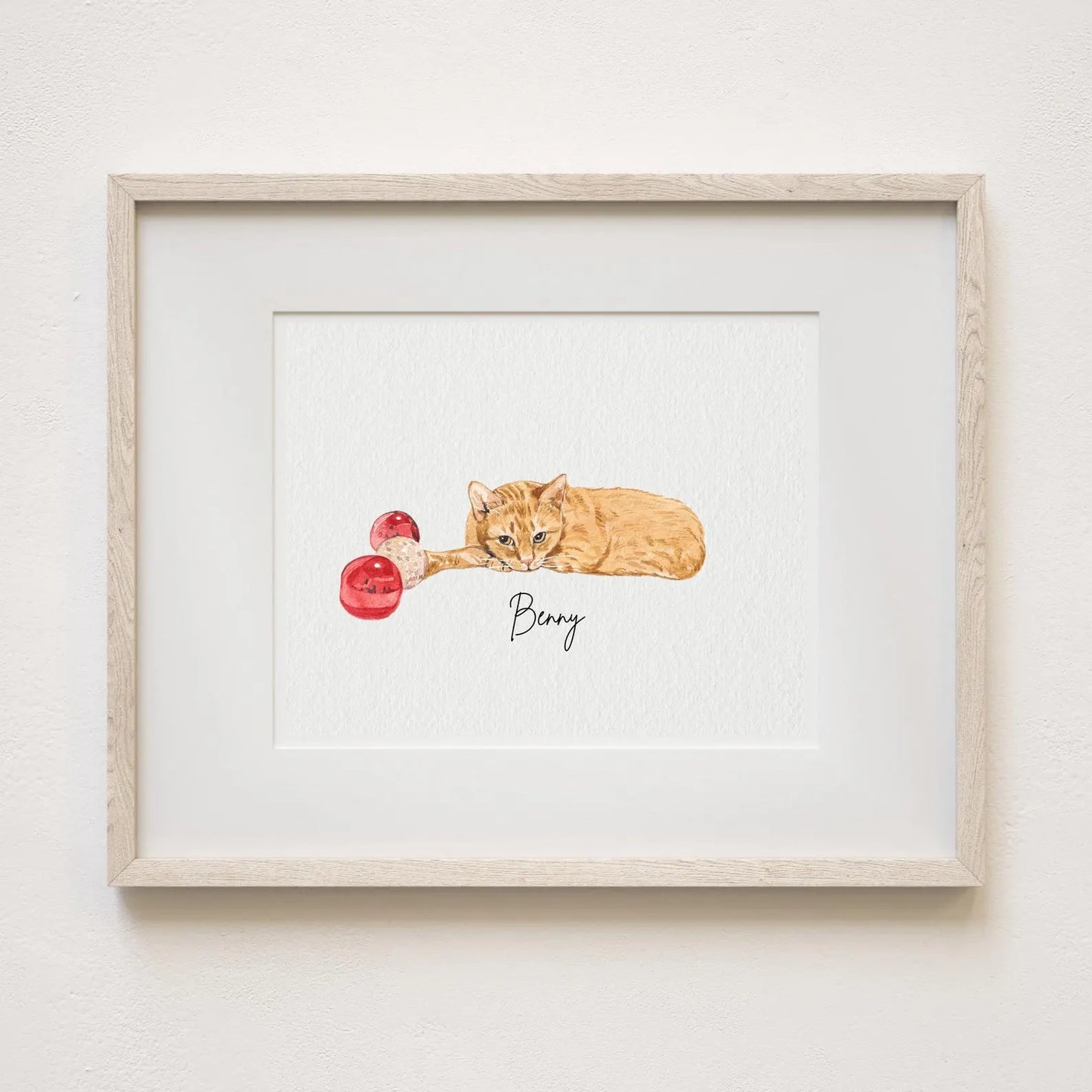 Personalised Cat Memorial Gift - Watercolour Cat Portrait From Photo - Canvas, Framed, Prints