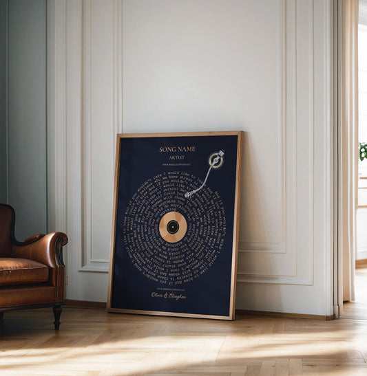 Song Lyrics Poster - Personalised Music Print Gift - Custom Lyric Wall Art