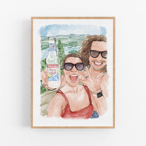 Personalised Engagement Portrait From Photo - Custom Watercolour Proposal Painting - Couple Anniversary Gift for Fiance