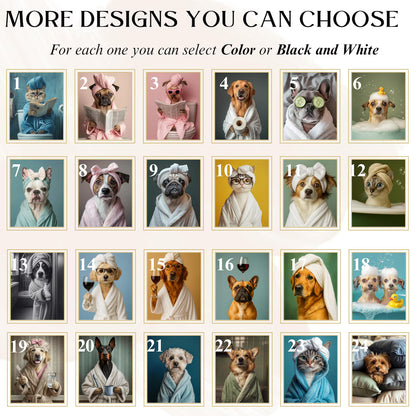 Personalised Funny Bathroom Dog Print From Photo - Dog on Toilet Art - Custom Pet Portrait - Dog Dad Gift