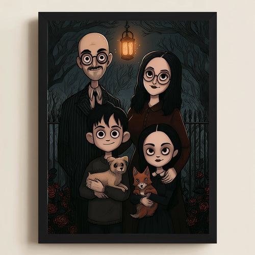Personalised Gothic Couple Portrait From Photo - Custom Dark Family Illustration Canvas - Halloween Anniversary Gift
