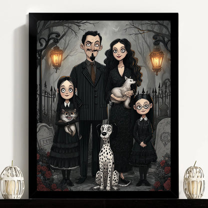 Personalised Gothic Couple Portrait From Photo - Custom Dark Family Illustration Canvas - Halloween Anniversary Gift