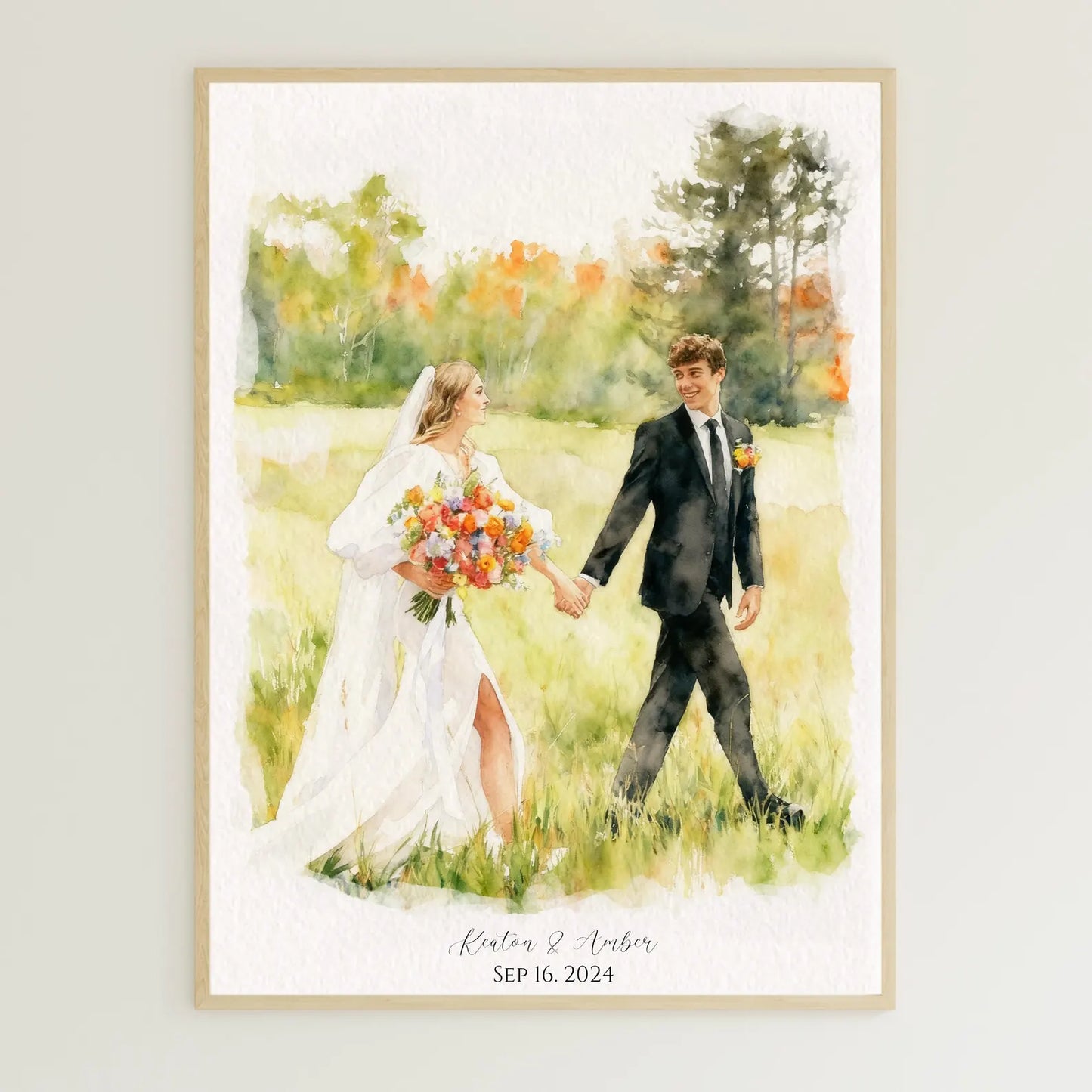 Personalised Wedding Portrait From Photo - Custom Watercolour Couple Painting - Bride and Groom Anniversary Gift