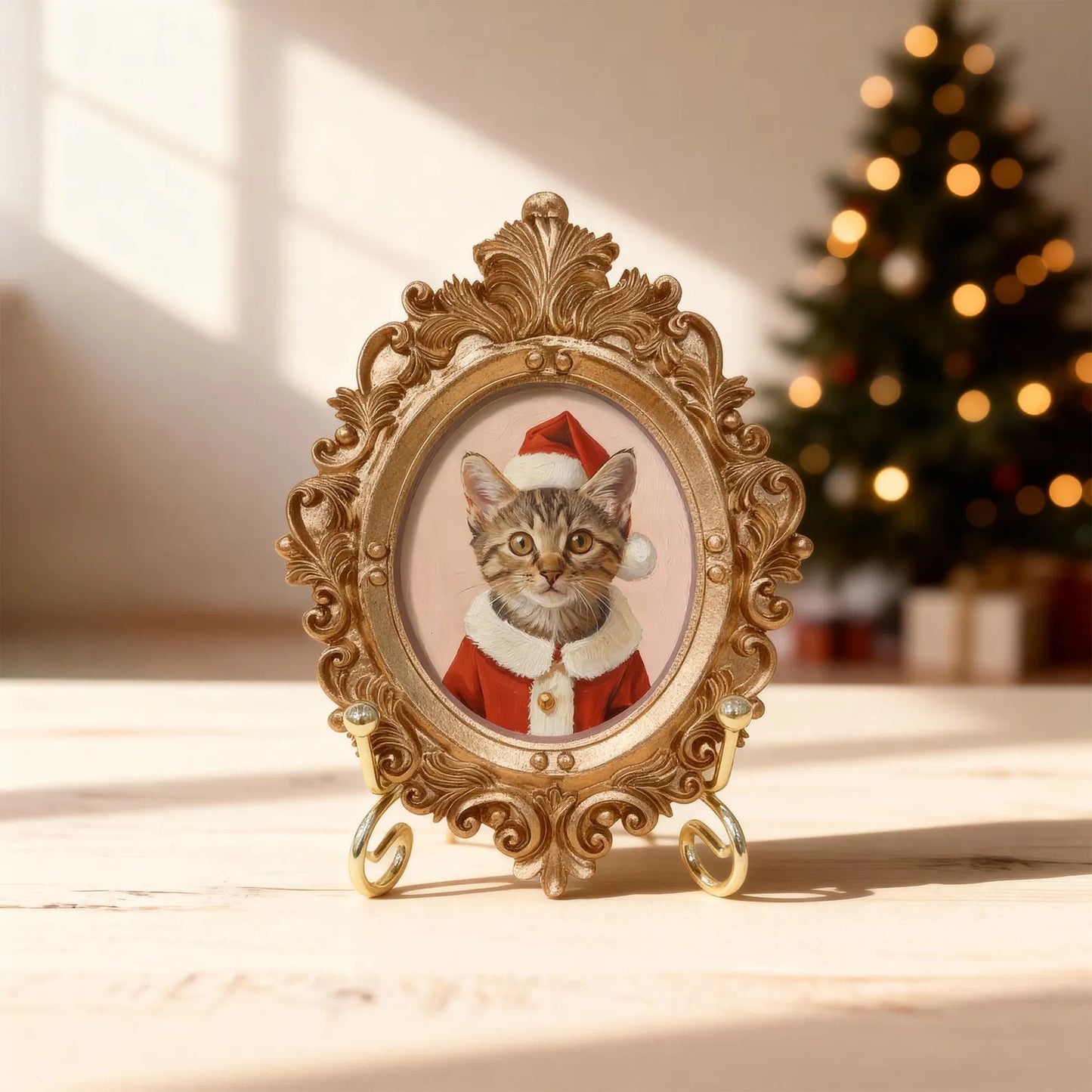 Mini Ornate Framed Pet Portrait From Photo - Personalised Watercolour Dog Painting - Pet Memorial Gift