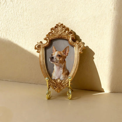 Mini Ornate Framed Pet Portrait From Photo - Personalised Watercolour Dog Painting - Pet Memorial Gift
