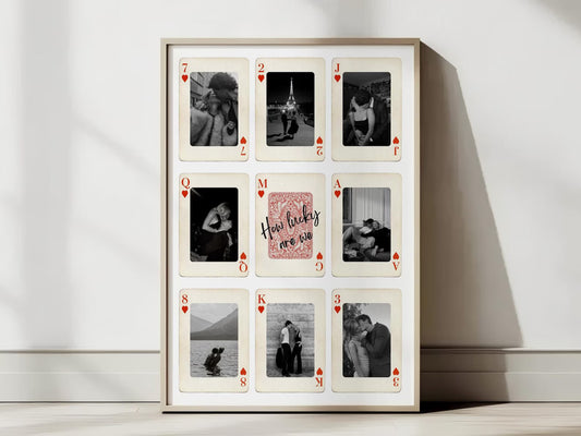Personalised Playing Card Couple Print From Photo - Custom King and Queen Canvas - Anniversary Gift