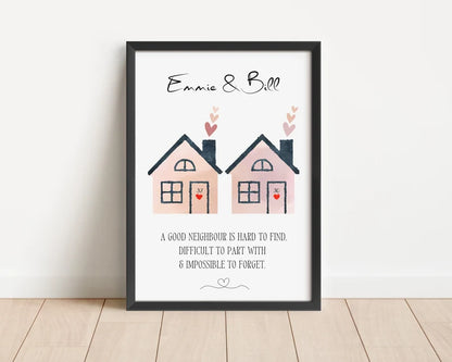 Personalised Neighbours Leaving Gift, Custom Thank You Gift for Neighbours, New Home Gift, Neighbours Letterbox Gift, Watercolour Moving Art