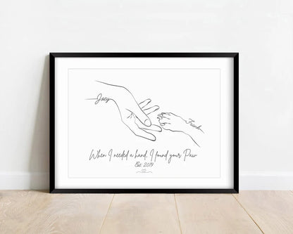 Custom Pet and Owner Gift, Personalised Paw Hand Drawing, Pet Memorial Gift, Dog Cat Keepsake Art, New Pet Adoption Gift, Minimalist Art