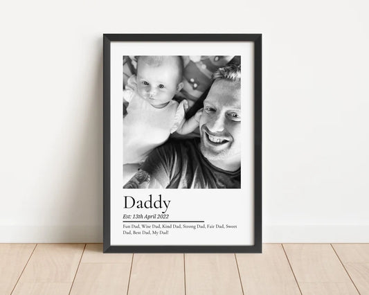 Personalised Dad Gift Print, Custom Fathers Day Photo Gift from Child, New Daddy First Father's Day Gift, Dad Birthday Keepsake for Him