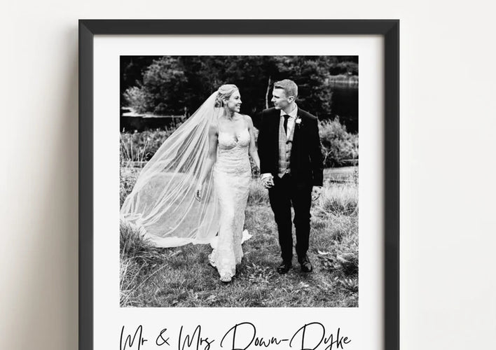 Personalised Wedding Photo Print, Just Married Wedding Keepsake, Wedding Day Photo, Wedding Gift, Post Honeymoon Gift Anniversary Gift Idea