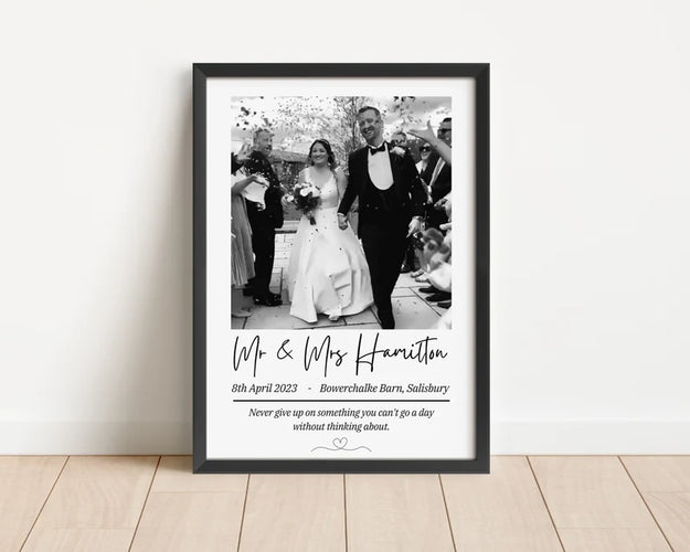 Personalised Wedding Photo Print, Just Married Wedding Keepsake, Wedding Day Photo, Wedding Gift, Post Honeymoon Gift Anniversary Gift Idea